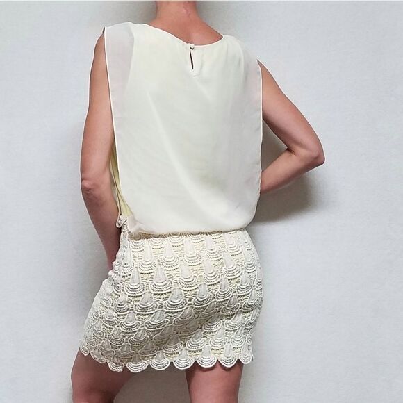 VINTAGE Addie Yellow Crochet Drop Waist Dress - Picture 6 of 10